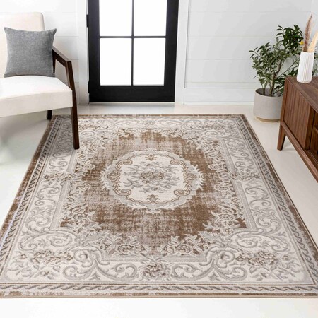 Jonathan Y Rosalia Cottage Medallion Brown/Gray 4 ft. x 6 ft. Area Rug MDP401E-4
