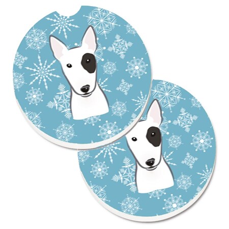 Carolines Treasures Snowflake Bull Terrier Set of 2 Cup Holder Car Coaster BB1643CARC
