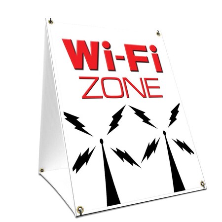 Signmission Wi-fi Zone, 36 Inch x 24 Inch A-frame Yard Sign, Plastic Sign SBC-2436-Wi-fi Zone