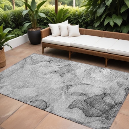Homeroots 10' X 14' Gray Abstract Washable Non Skid Indoor Outdoor Area Rug 559504