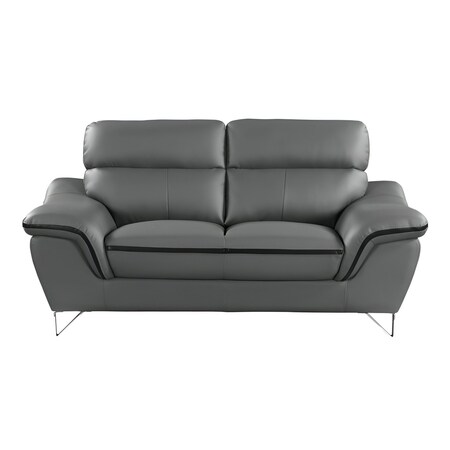 Homeroots 86" Gray Leather Sofa With Silver Legs 329499