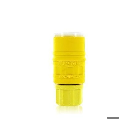 Leviton Watertight Straight Blade Connector, 6-15R, 15 A, 250V AC, 2 Pole, 3 Wire, Screw Terminals, Yellow 79W49-C