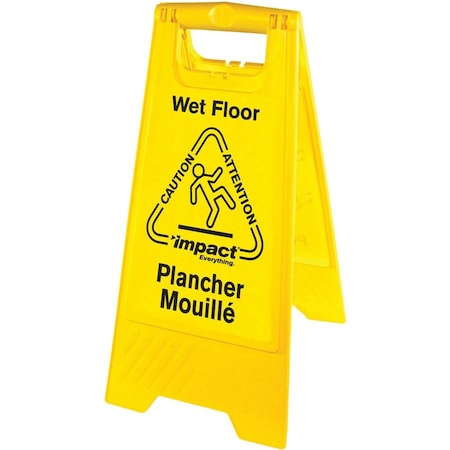 Impact Products Bilingual Yellow Wet Floor Sign, 12.05 x 1.55 x 24.3 9152W
