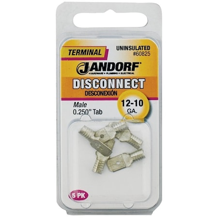 Jandorf Disconnect Terminal, 12 to 10 AWG Wire, Copper Contact, 5PK 60825