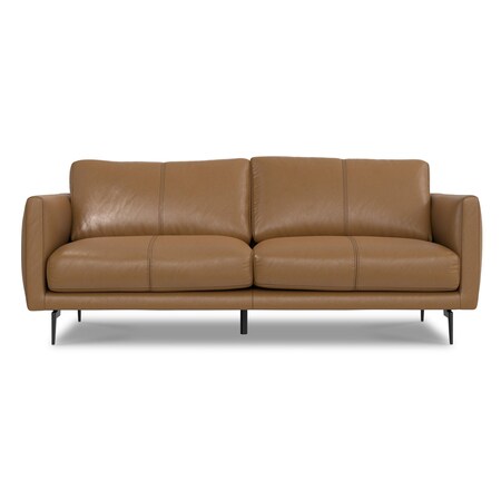 Homeroots 81" Brown Leather Sofa With Black Legs 640993