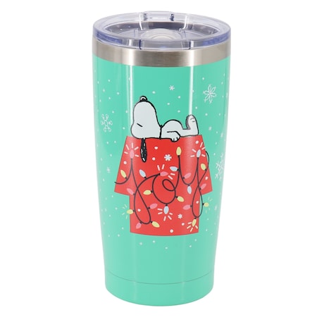 Peanuts Snoopy Light Joy 20 Ounce Stainless Steel Travel Tumbler with Clear Lid in Mint Green 141824.01
