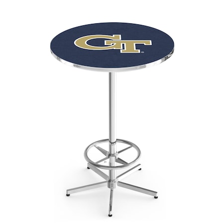 Holland Bar Stool Co 42" Chrome Georgia Tech Pub Table, 36" dia. Top L216C4236GATech
