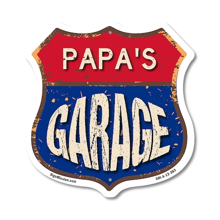 Signmission Papa's Garage, 12 Inch X 12 Inch, Aluminum Metal Sign SHI-A-12-383-PAPA