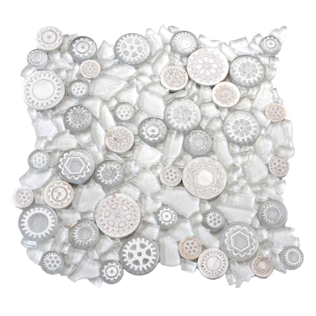 Apollo Tile Gray 11.6 in x 11.6 in Glass, Resin Glossy, Textured Wall Mosaic Tile 4.67 sqft/case, 5PK APLMOK88017A