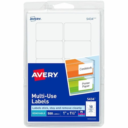 Avery Dennison Label, 1"X1.5", White, PK500 05434