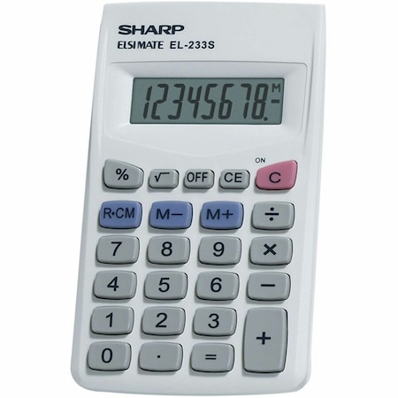 Sharp 8-Digit Pocket Calculator, EL233SB, 2-1/4" X 3-3/4" X 1/2", Grey/White EL233SB
