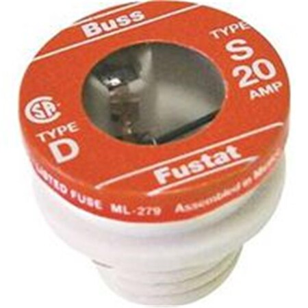 Dynamicfunction Heavy Duty LowVoltage Tamper Proof Time Delay Plug Fuse - 125 Vac - 20A - 10 kA DY3686327