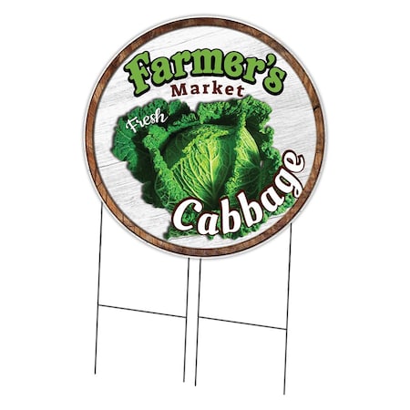 Signmission Corrugated Plastic Sign With Stakes 36in Circular-Farmers Market Cabbage, C-36-CIR-WS-Cabbage C-36-CIR-WS-Cabbage
