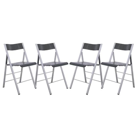 Leisuremod Menno Modern Acrylic Folding Chair, Transparent Black, 4PK MF15TBL4