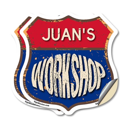 Signmission Juan's Workshop, 12 inch X 12 inch, Vinyl Decal, 2PK SHI-D-2PACK-12-489-JUAN