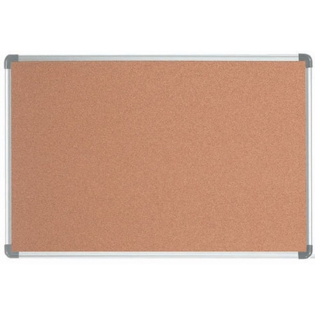 Aarco Natural Pebble Grain Cork Bulletin Board w/ an Aluminum Frame w/ Radius Corners, 24''Hx36''W ER2436