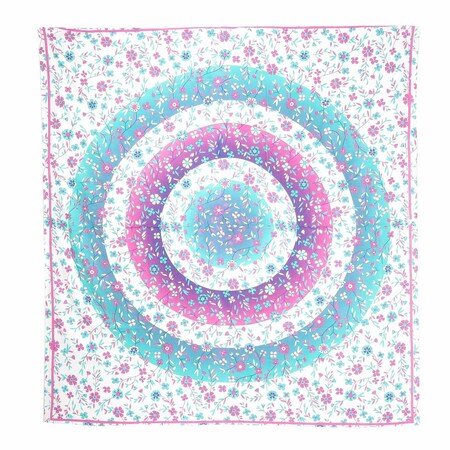 88" X 84" Pink Blue And White Floral Cotton Hanging Tapestry