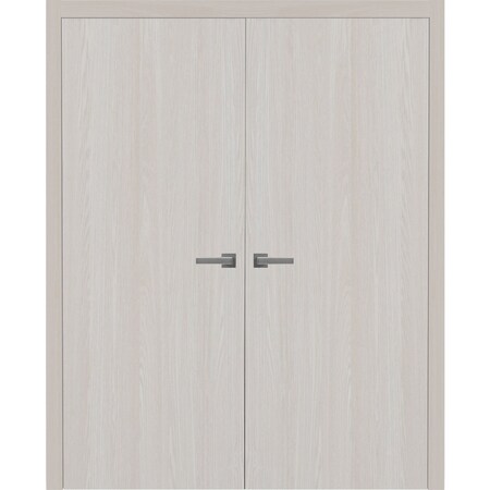 Sartodoors Interior Solid French Double Doors 36 x 96 inches, BASIC 3001 Ash Franko, Wood Interior Solid Pane BASIC3001DD-YAFR-3696