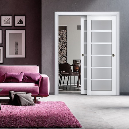 Sartodoors Sliding Closet Bypass Doors White Solid Core Modern Interior VEREGIO7602DBD-WS-36