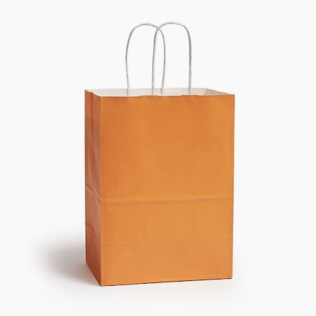 Nashville Wraps Orange White Kraft Shopping Bags Cub 8x4.75x10.25, 250PK ORBCW
