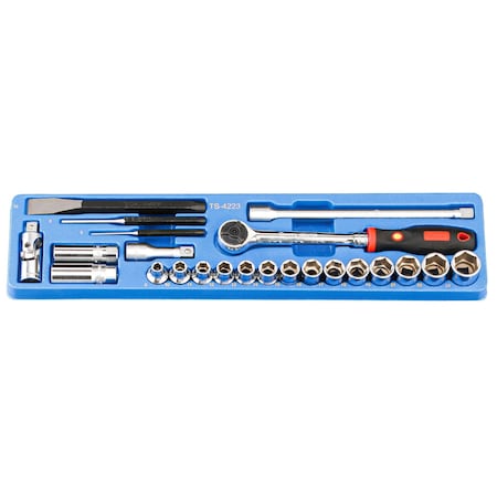 Genius Tools 23PC 1/2in Dr. Metric Hand Socket Set(MS-142TS) TS-4223