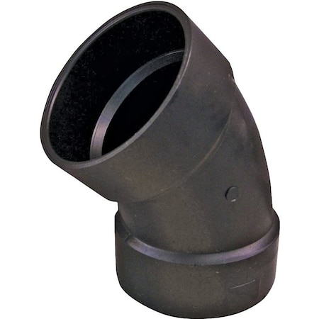 Genova Thrifco Plumbing 6792502 18 Bend Pipe Elbow, 2 in, Hub, 45 deg Angle, ABS, Black 102502BC