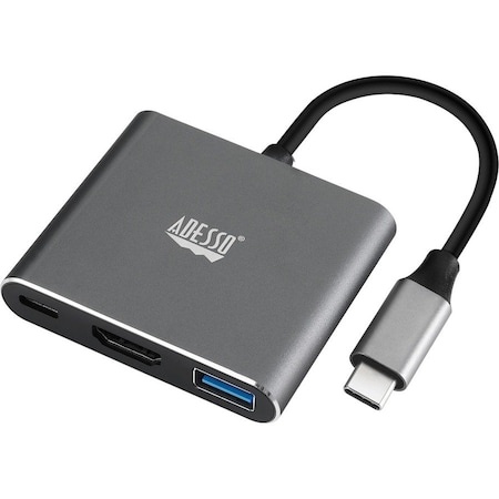 Adesso 3-IN-1 USB-C MULTIPORT DOCKING STATION WITH 1XTYPEC PORT, 1X USB 3.0-A+PD AUH-4010