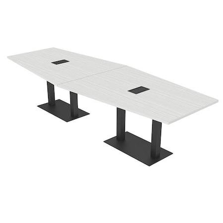 Skutchi Designs Hexagon Conference Table With Power, 48 in W, 120 in L, White HAR-HEX.IR-48X120-DOU.BK-WA7976-EBLK