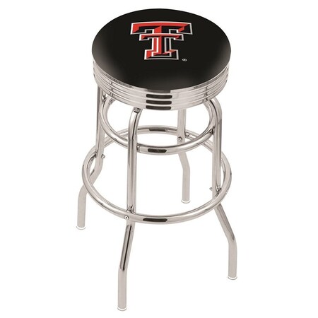 Holland Bar Stool Co 30" Chrome 2-Ring Texas Tech Swivel Bar Stool, Accent Ring L7C3C30TXTech