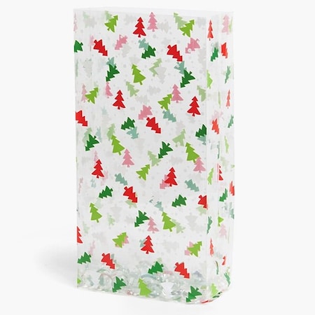 Nashville Wraps Festive Trees Cello Bags, 6x3.5x14 in, 100PK C7BFT