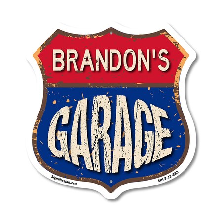 Signmission Brandon's Garage, 12 Inch X 12 Inch, Plastic Sign SHI-P-12-383-BRANDON