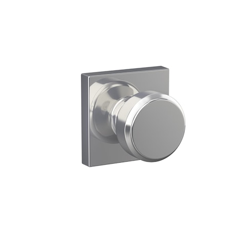 Schlage Residential Bowery Knob with Collins Rose Passage Lock with 16080 Latch and 10027 Strike Bright Chrome Finish F10BWE625COL