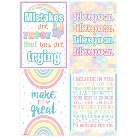 Teacher Created Resources Pastel Pop Classroom Theme Positive Posters, 4-Piece Set 2088703