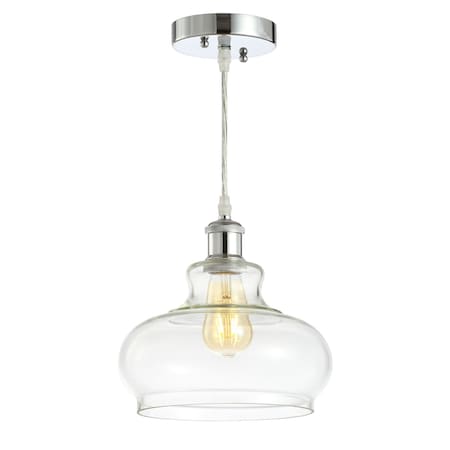 Jonathan Y Hampton 9.4 in. Adjustable Iron/Glass Pharmacy LED Pendant, Chrome JYL1104A