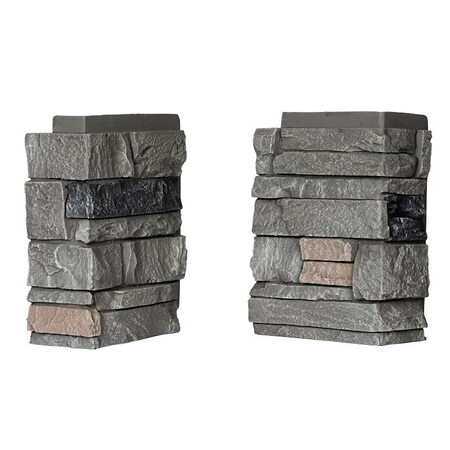 Durakwik Stone Siding Corner, 13 in L, 10 in W, 4 in Thick, Interlocking Edge, Ledgestone Profile, 4PK 308RBC