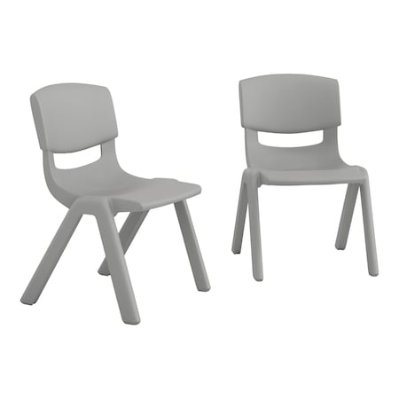 Flash Furniture Plastic Stacking School Chairs with 10.5 in Seat Height in Soft Gray, 2PK 2-YU-YCX-003-SFTGY-GG