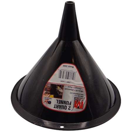Midwest Can Black 7 in. H Polyethylene 2 qt Funnel 3564