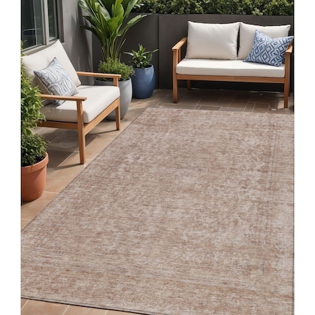 Homeroots 5' X 8' Copper And Beige Abstract Washable Indoor Outdoor Area Rug 616005