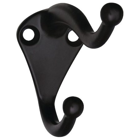 National Hardware V160 Coat and Hat Hook, 35 lb, 2-Hook, Zinc, Oil-Rubbed Bronze N330-761