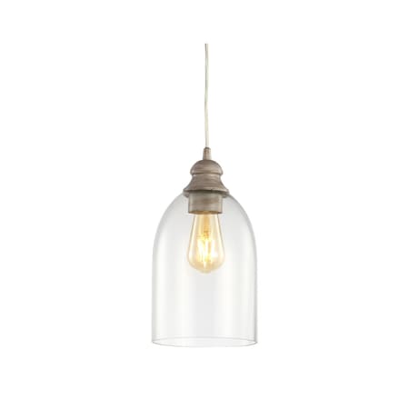 Jonathan Y Fontaine 6.25" Adjustable Greige Glass LED Pendant, Grey/Clear JYL3523A