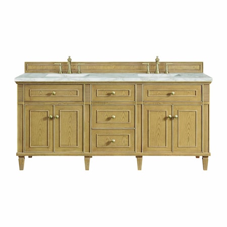 James Martin Vanities Lorelai 72in Double Vanity, Light Natural Oak w/ 3 CM Victorian Silver Silestone Top 424-V72-LNO-FVSL