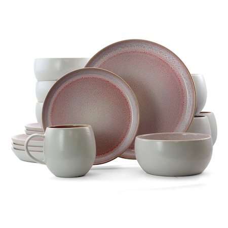 Elama Mocha Muave 16 Piece Luxurious Stoneware Dinnerware with Complete Setting for 4 EL-MOCHAMUAVE16