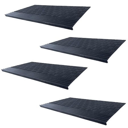 Tapis Rugs 30 x 10 in. Bull Nose Rubber Stair Tread Set, 4 Piece TA2772367