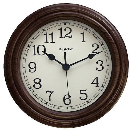 Westclox Classic Series Clock, Round, Almond Frame, Wood Clock Face, Analog 33883P