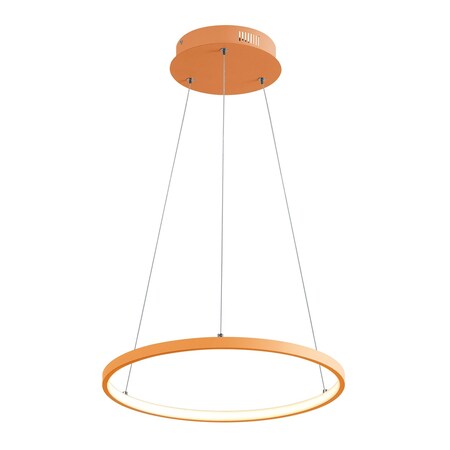 Jonathan Y Brice 15.75" Modern Contemporary Metal Round Dimmable Integrated LED Pendant, Orange JYL7202G