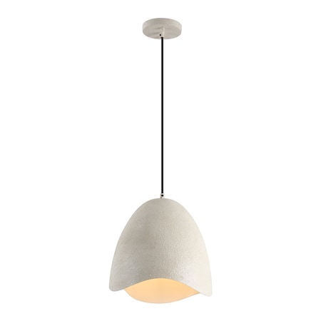 Jonathan Y Luella 11.75" 1-Light Bohemian Coastal Adjustable Plaster-Look Organic Scalloped Dome Metal LED Pend JYL9209A
