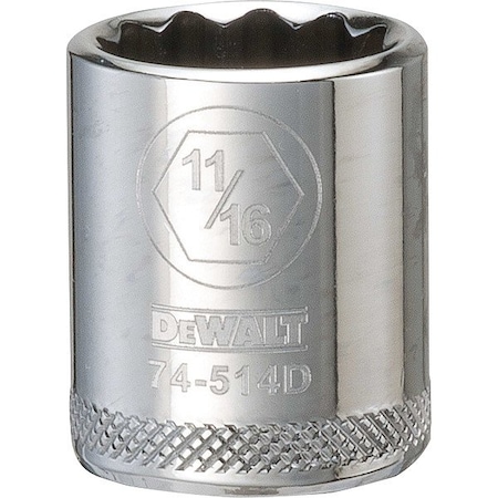 Dewalt Socket, 12 pt, 3/8in, 11/16in SAE DWMT74514OSP