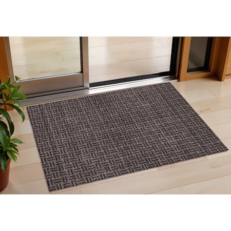 Homeroots 3' X 5' Chocolate And Black Geometric Washable Indoor Outdoor Area Rug 595541