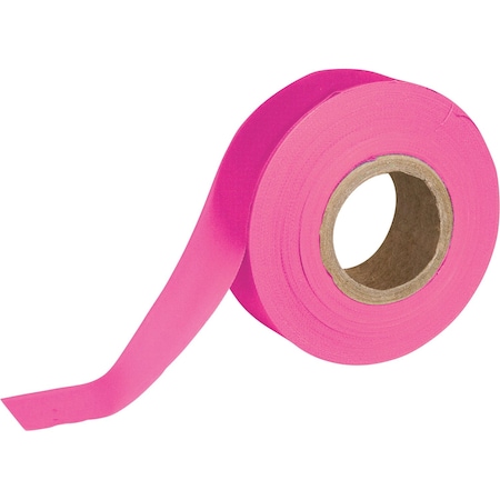 Brady Flagging Tape, Plastic, Fluorescent Pink, 1.188in x 150ft, 150PK 58354