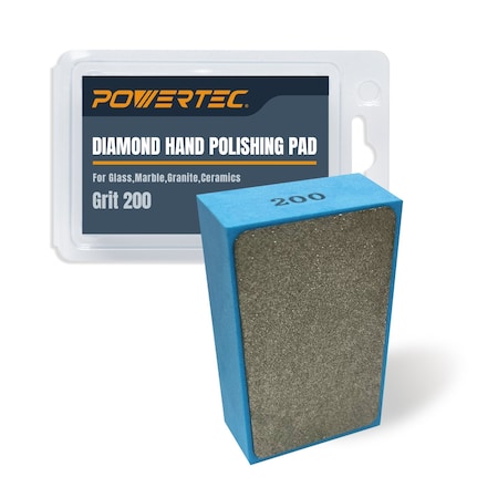 Powertec Diamond Hand Polishing Pads, for Polishing & Grinding Porcelain, Ceramic Tile, Glass, 200 Grit 71906N
